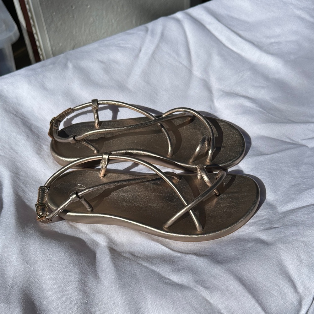 OluKai Metallic Gold Strappy Sandals